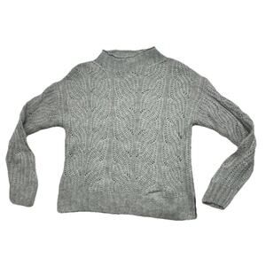 J. Crew Womens Size Medium Pointelle cable sweater Gray Alpaca